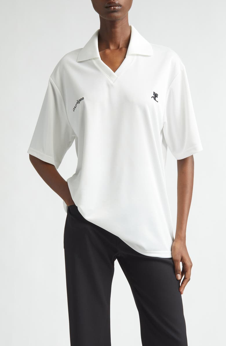 Courrèges Sports Oversize Logo Polo, Main, color, Heritage White/ Heritage White