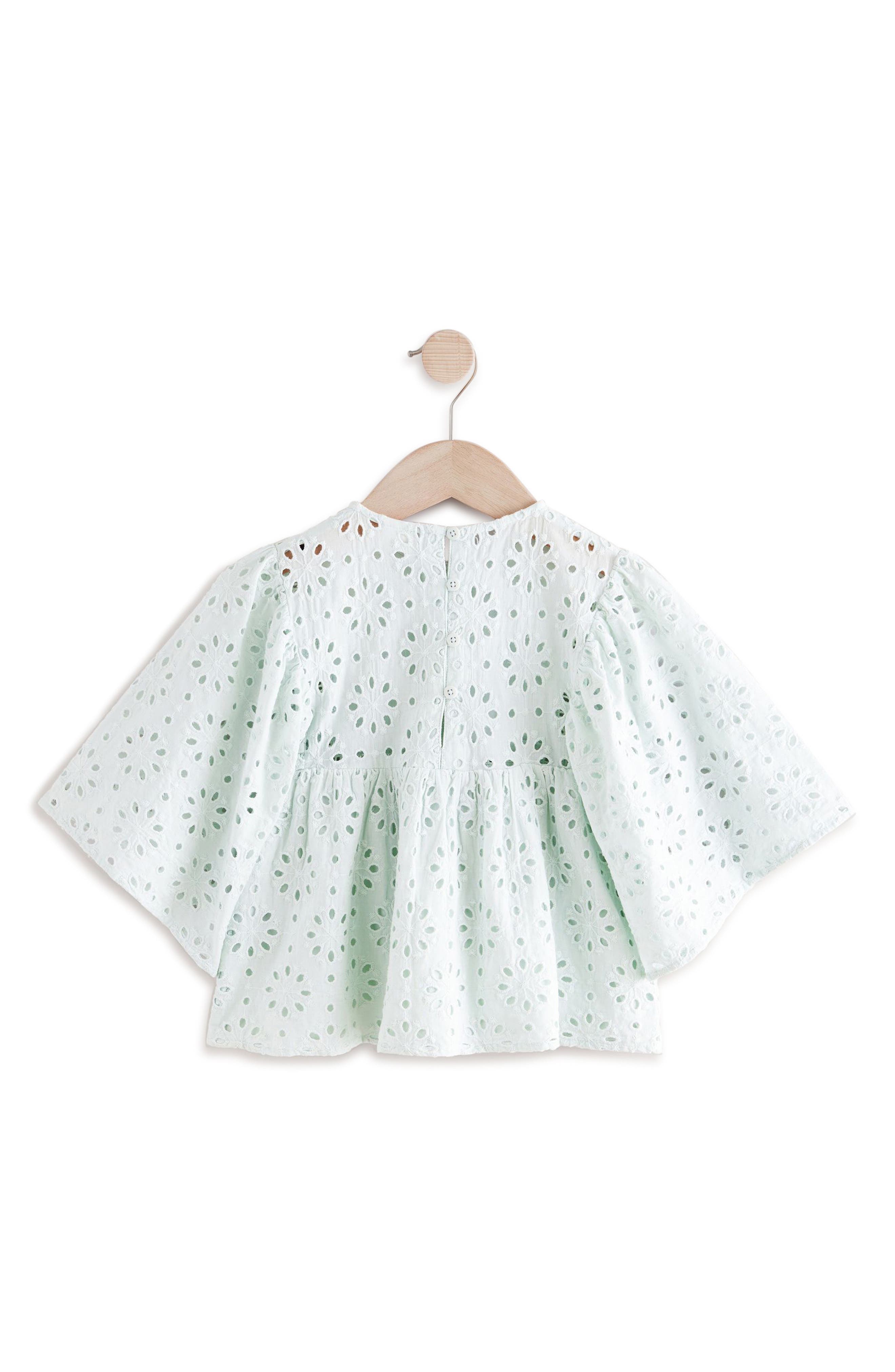 Kids' Embroidered Eyelet Angel Sleeve Cotton Top
