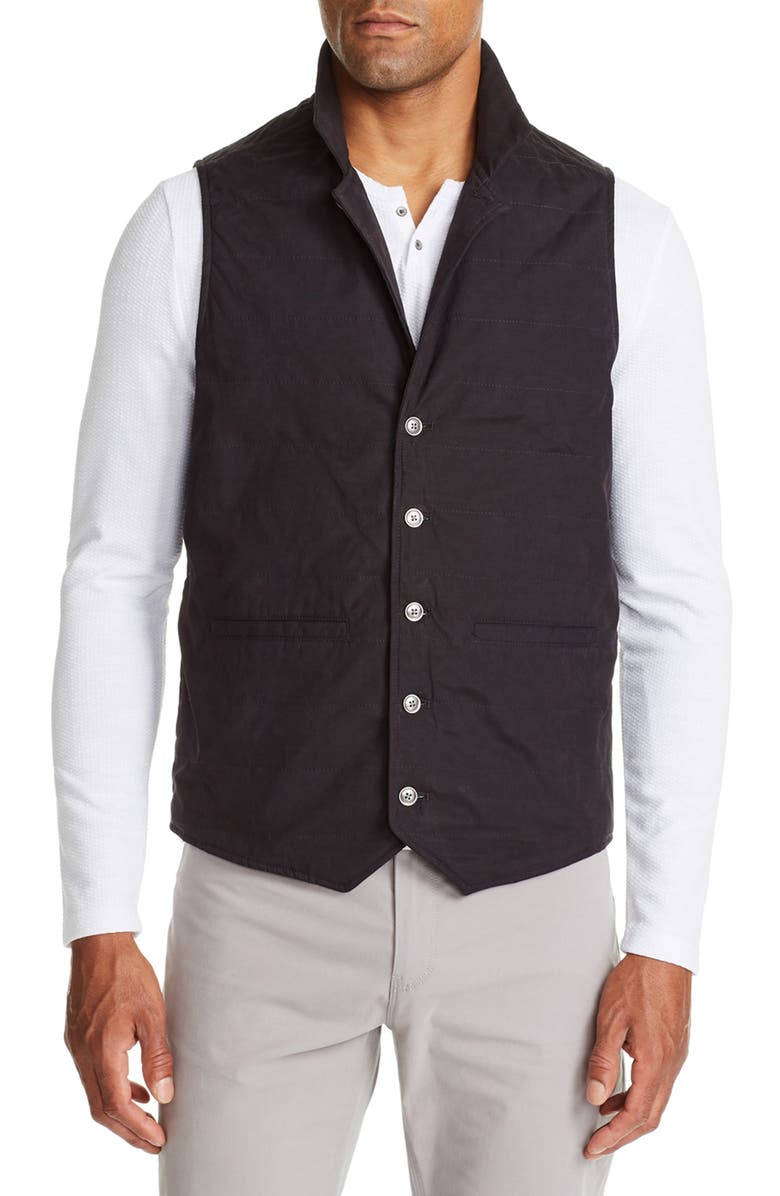 W.R.K Malta Slim Fit Quilted Button-Up Vest, Main, color, Black