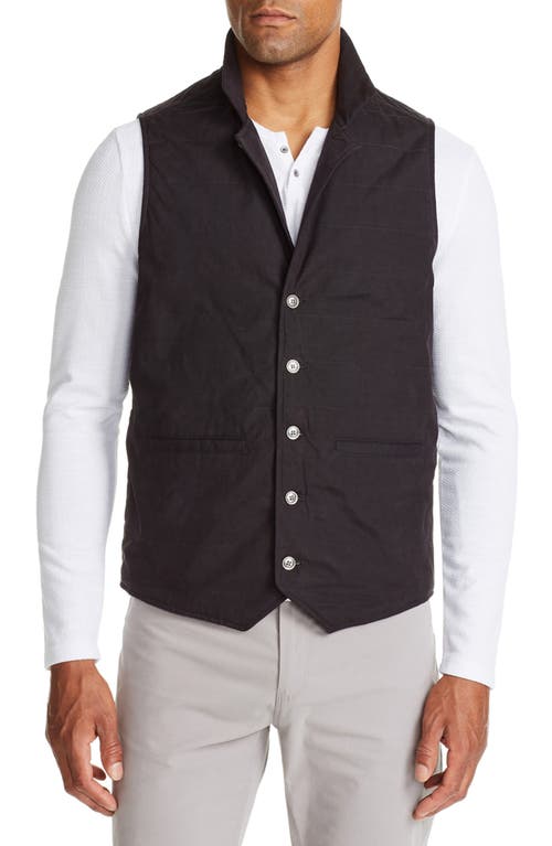 Wrk W.r.k Malta Slim Fit Quilted Button-up Vest In Black