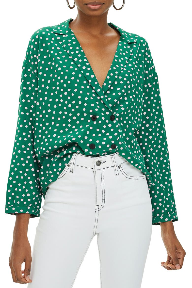 Taylor Button Down Blouse, Main, color, GREEN MULTI
