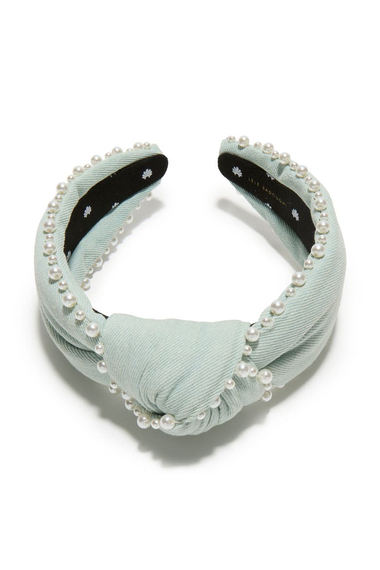 Knotted Pearl Edge Headband, Alternate, color, BLUE