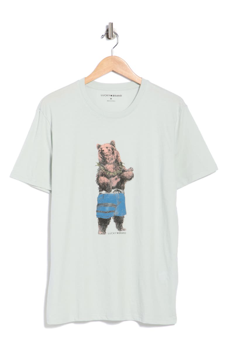 Lucky Brand Ukulele Bear Graphic T-Shirt, Main, color, Misty Blue