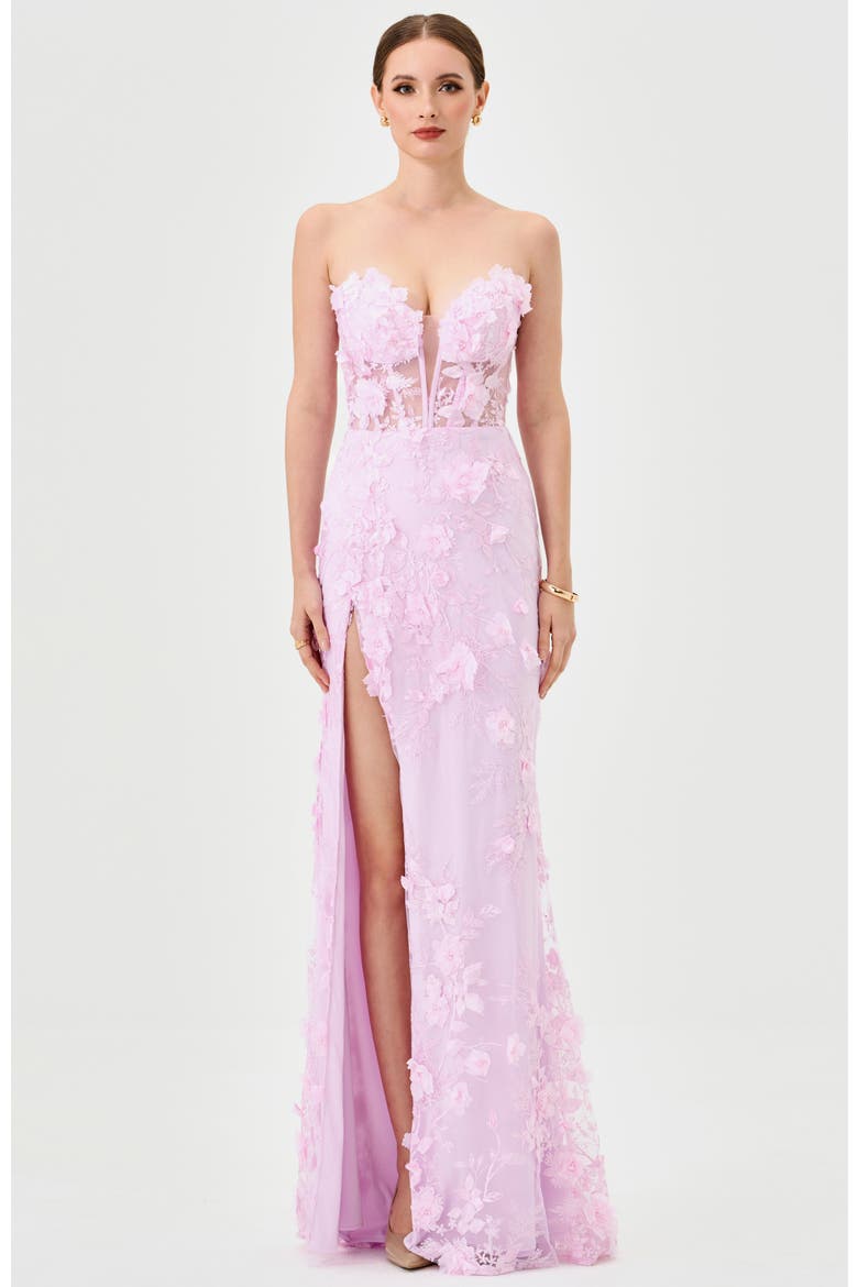 Teri 3D Floral Gown, Alternate, color, PINK
