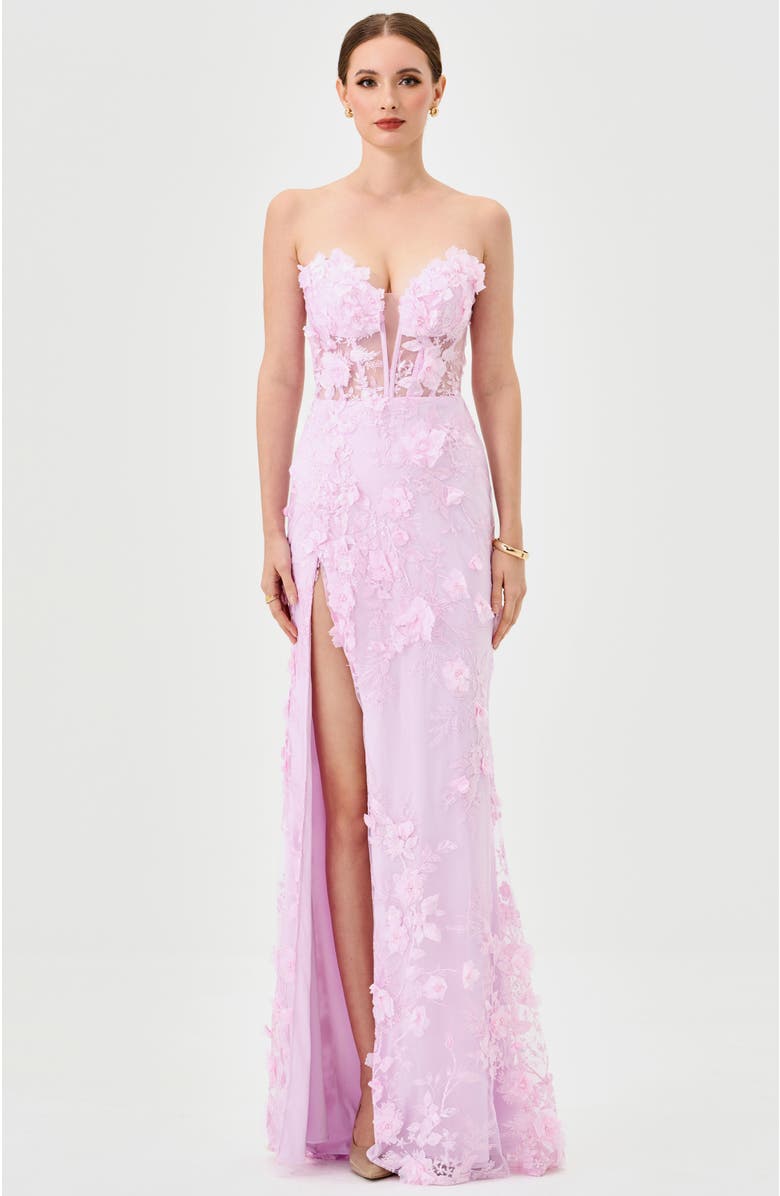 Bariano Teri 3D Floral Gown, Alternate, color, Pink