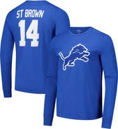 Majestic Threads Men's Majestic Threads Amon-Ra St. Brown Blue Detroit Lions Name & Number Long Sleeve T-Shirt