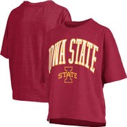 PRESSBOX Women's Pressbox Cardinal Iowa State Cyclones Nelson Arch Over Logo Waist Length Oversized Slub T-Shirt