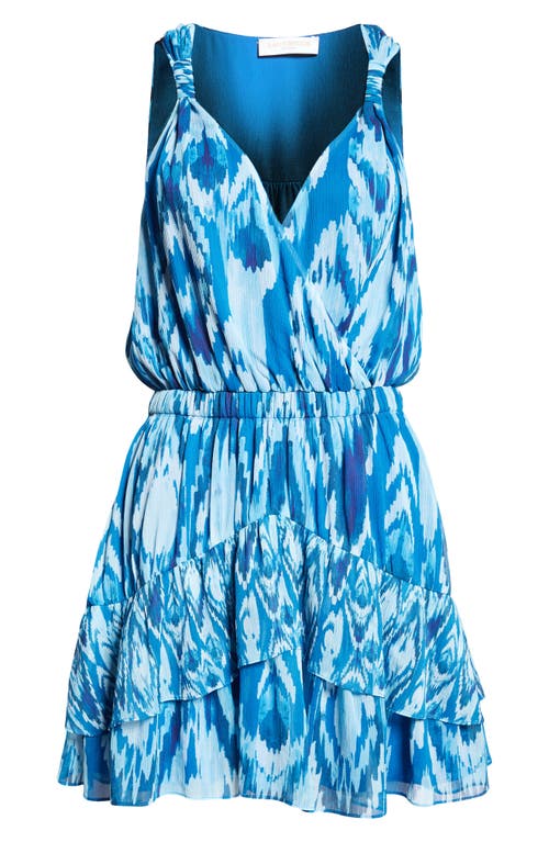 Ramy Brook Harmoni V-neck Mini Dress In Laguna Blue Taza Ikat Print