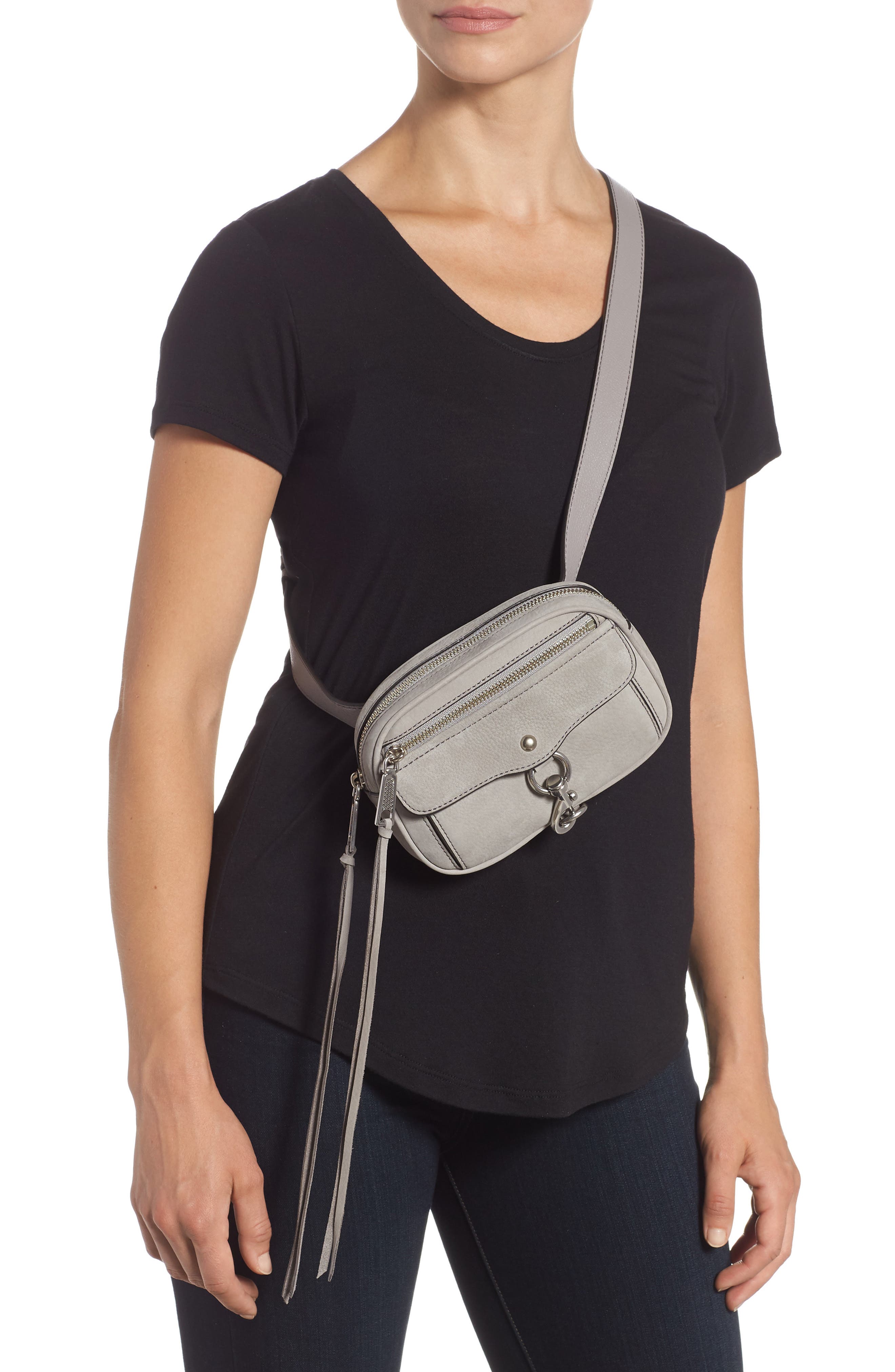 Blythe Leather Belt Bag, Alternate, color, GREY