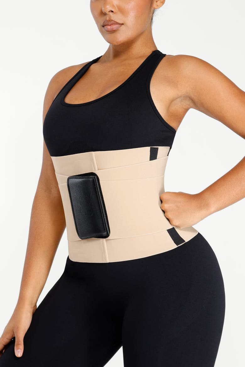 AirSlim Triple Compression Latex Waist Trainer, Alternate, color, Beige