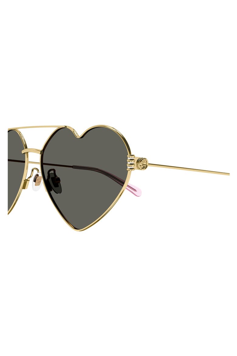 62mm Oversized Heart Sunglasses, Alternate, color, GOLD