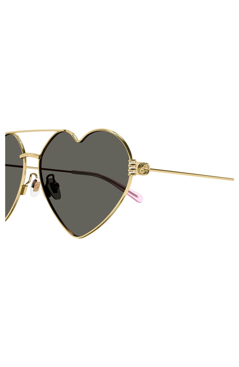 Gucci 62mm Oversized Heart Sunglasses, Alternate, color, 