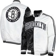 STARTER Men's Starter Black/White Brooklyn Nets Fast Break Satin Full-Snap Jacket