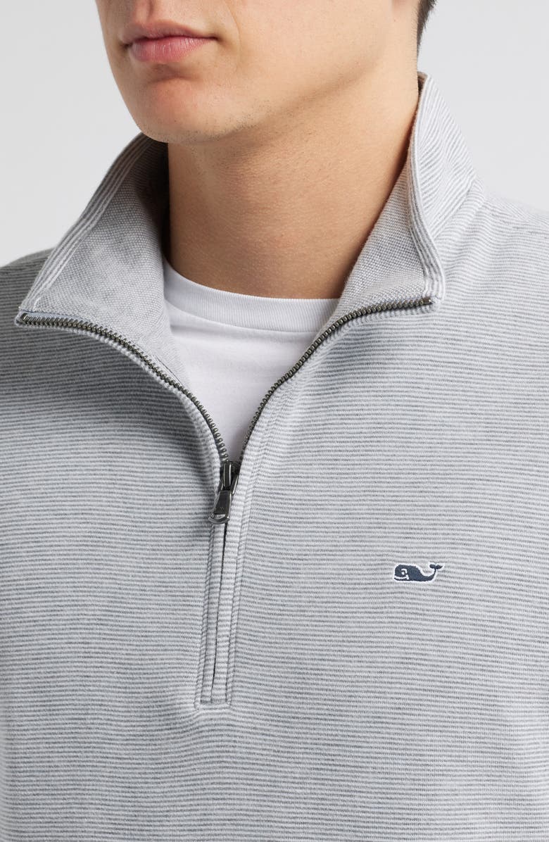 vineyard vines Saltwater Stripe Quarter Zip Pullover, Alternate, color, Granite