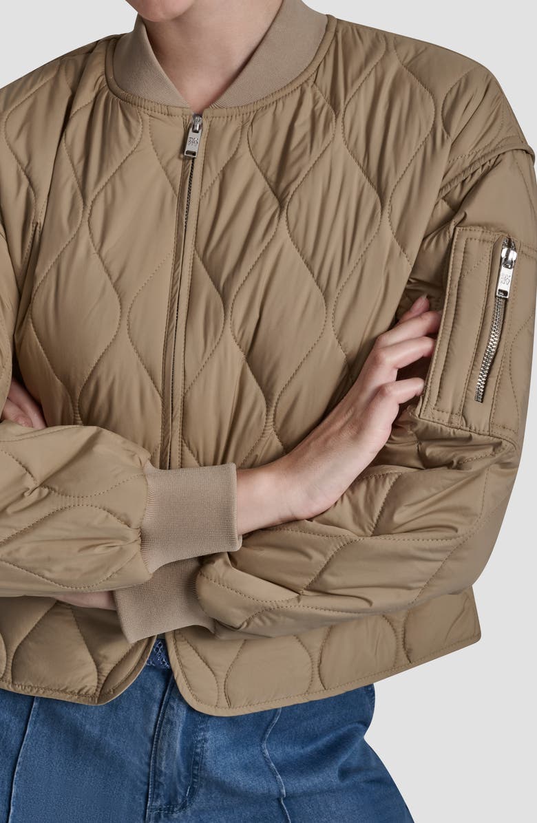 DKNY Quilted Bomber Jacket, Alternate, color, Travertine