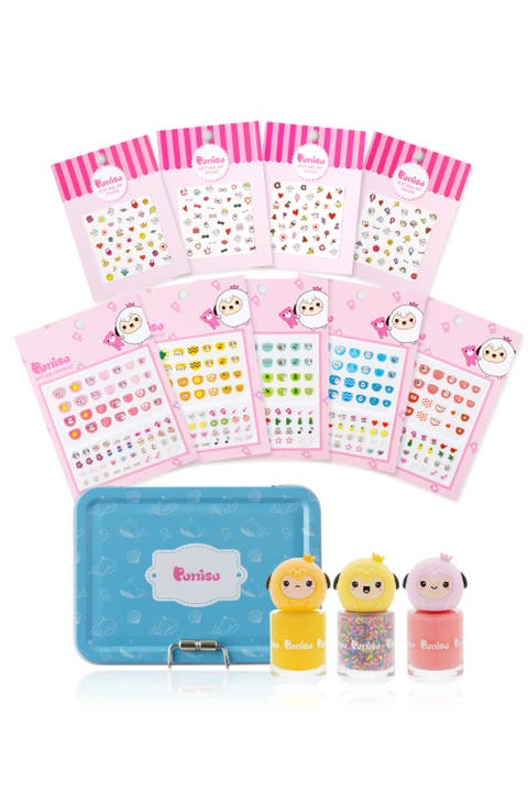 Water Based Peel Off Kids Nail Polish and Sticker Deluxe Set