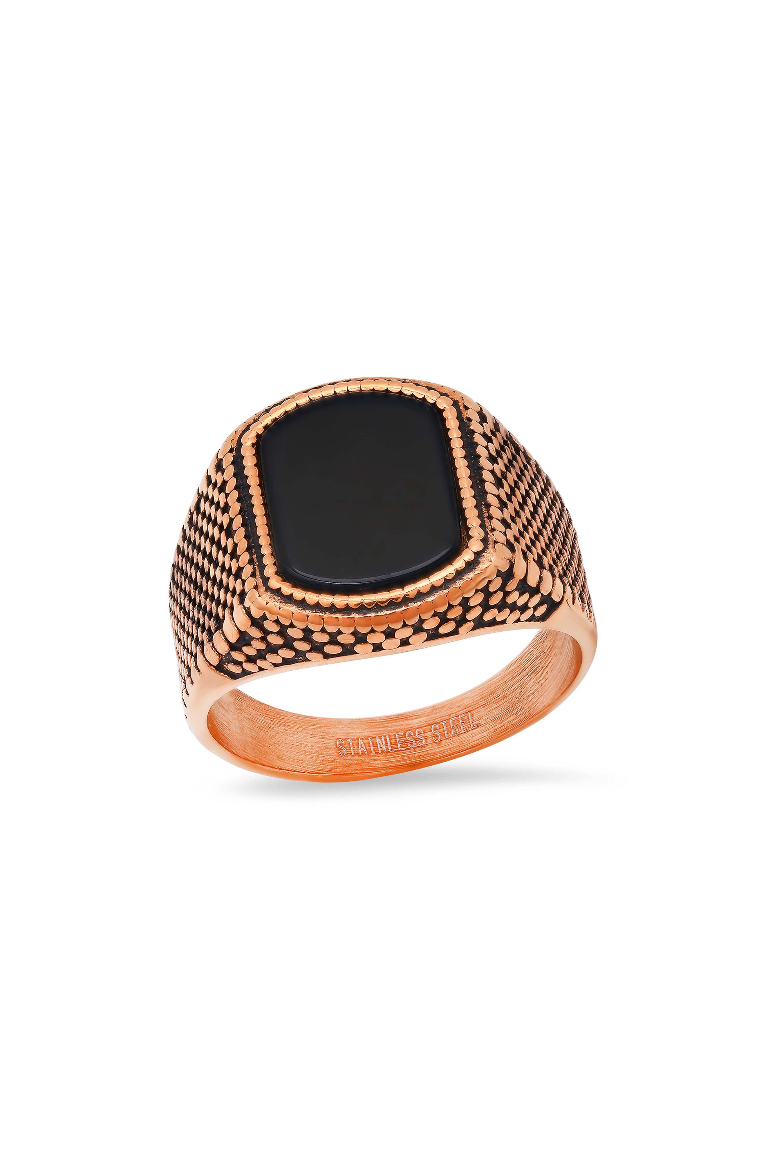 Men's 18k Rose Gold Plated Signet Ring