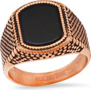 STEELTIME Men's 18k Rose Gold Plated Signet Ring