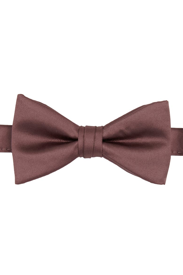 Men's Solid Satin Pre-Tied Bow Tie, Main, color, DARK MAUVE