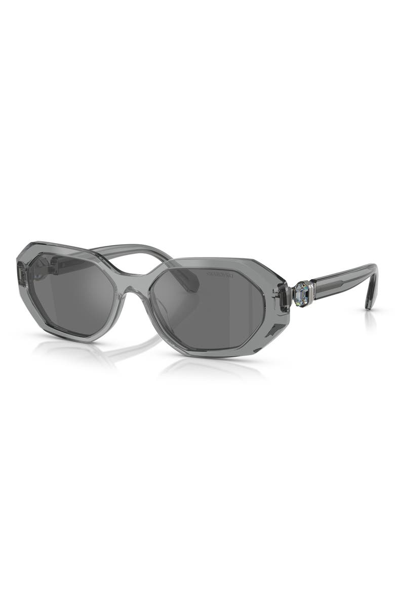 Swarovski 54mm Irregular Sunglasses, Alternate, color, Grey Mirror