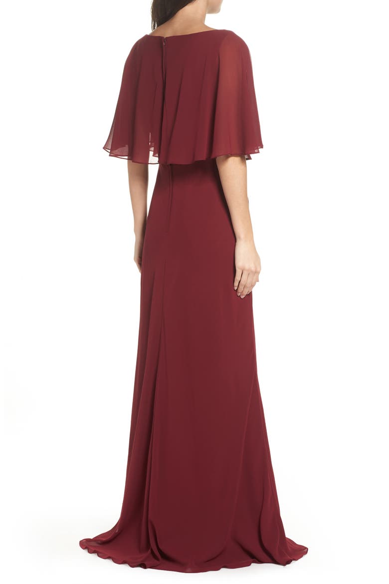 Popover Chiffon Gown, Alternate, color, GARNET