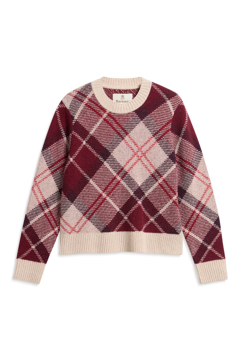 Stevie Tartan Wool Blend Sweater, Alternate, color, BURGUNDY MULTI