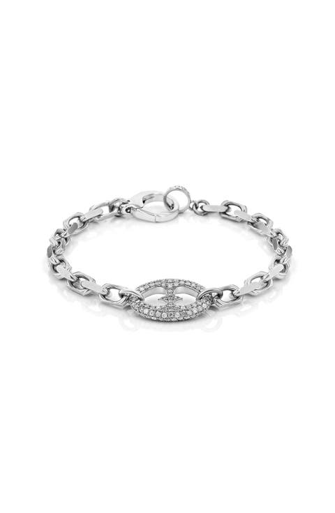Diamond Puffy Heart Mariner Link Bracelet