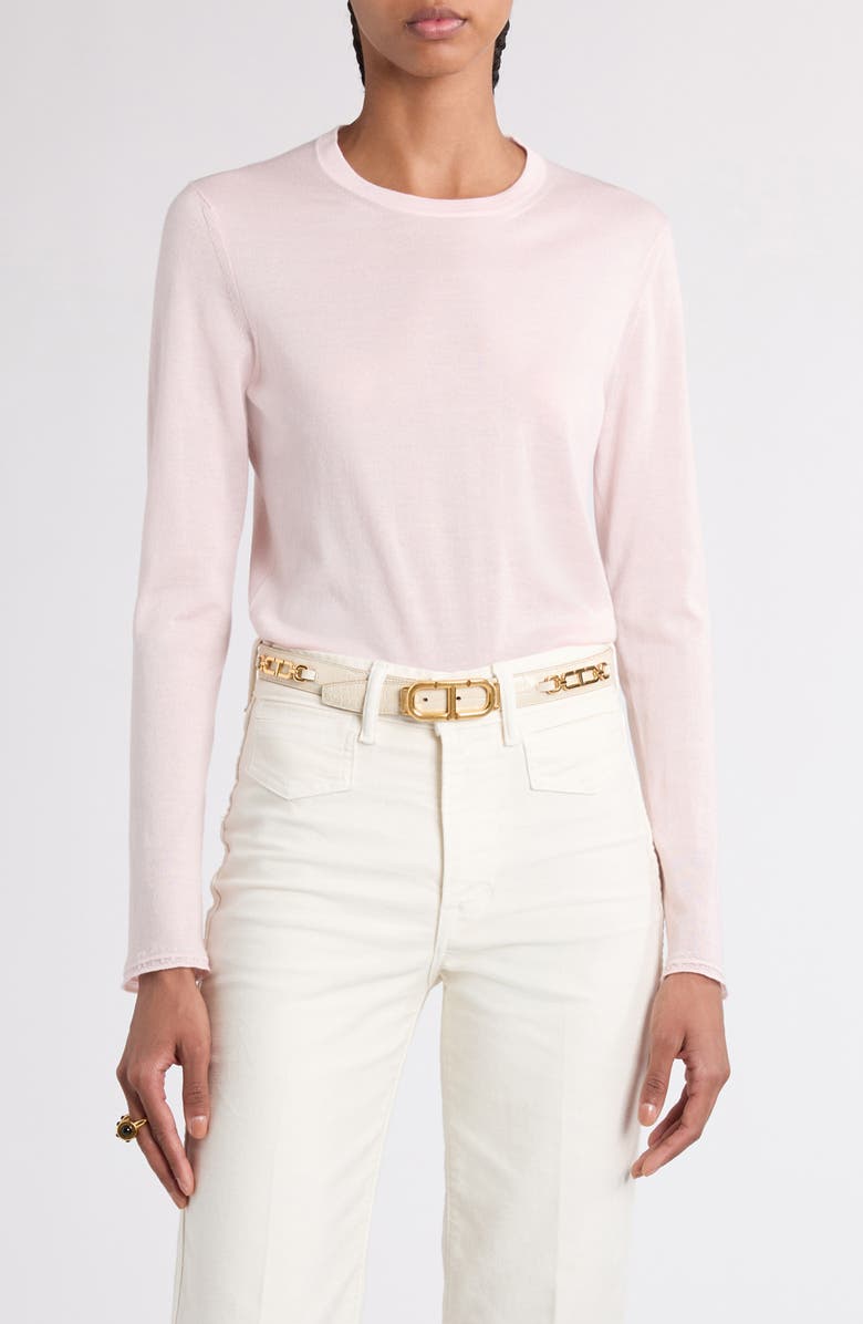 TOM FORD Fine Gauge Cashmere & Silk Crewneck Sweater, Main, color, Dp649 Rose Petal