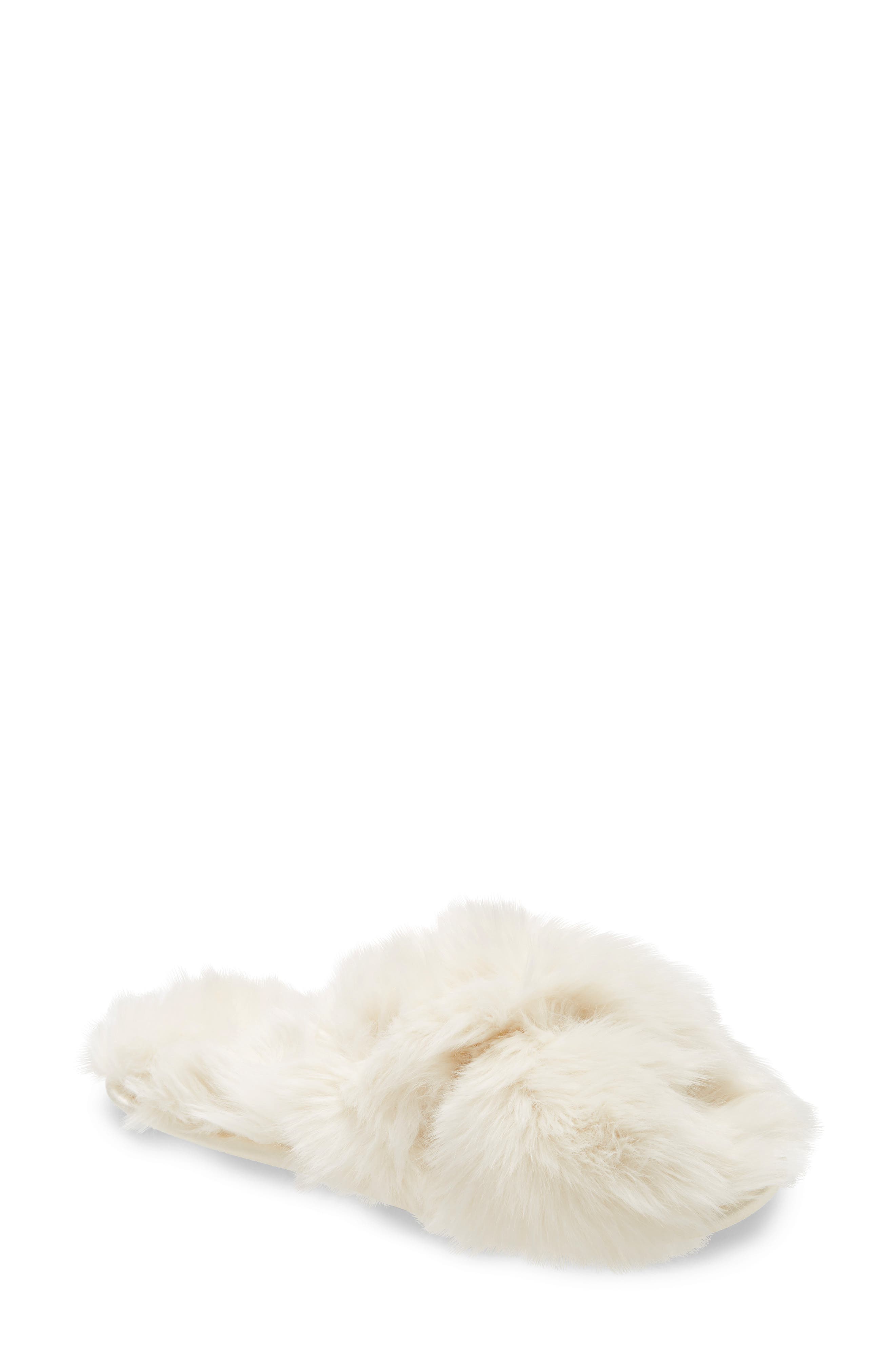 Faux Fur Slipper, Main, color, IVORY