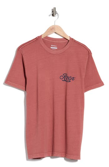 Rvca Emscript Cotton Graphic T-shirt In Dusty Red