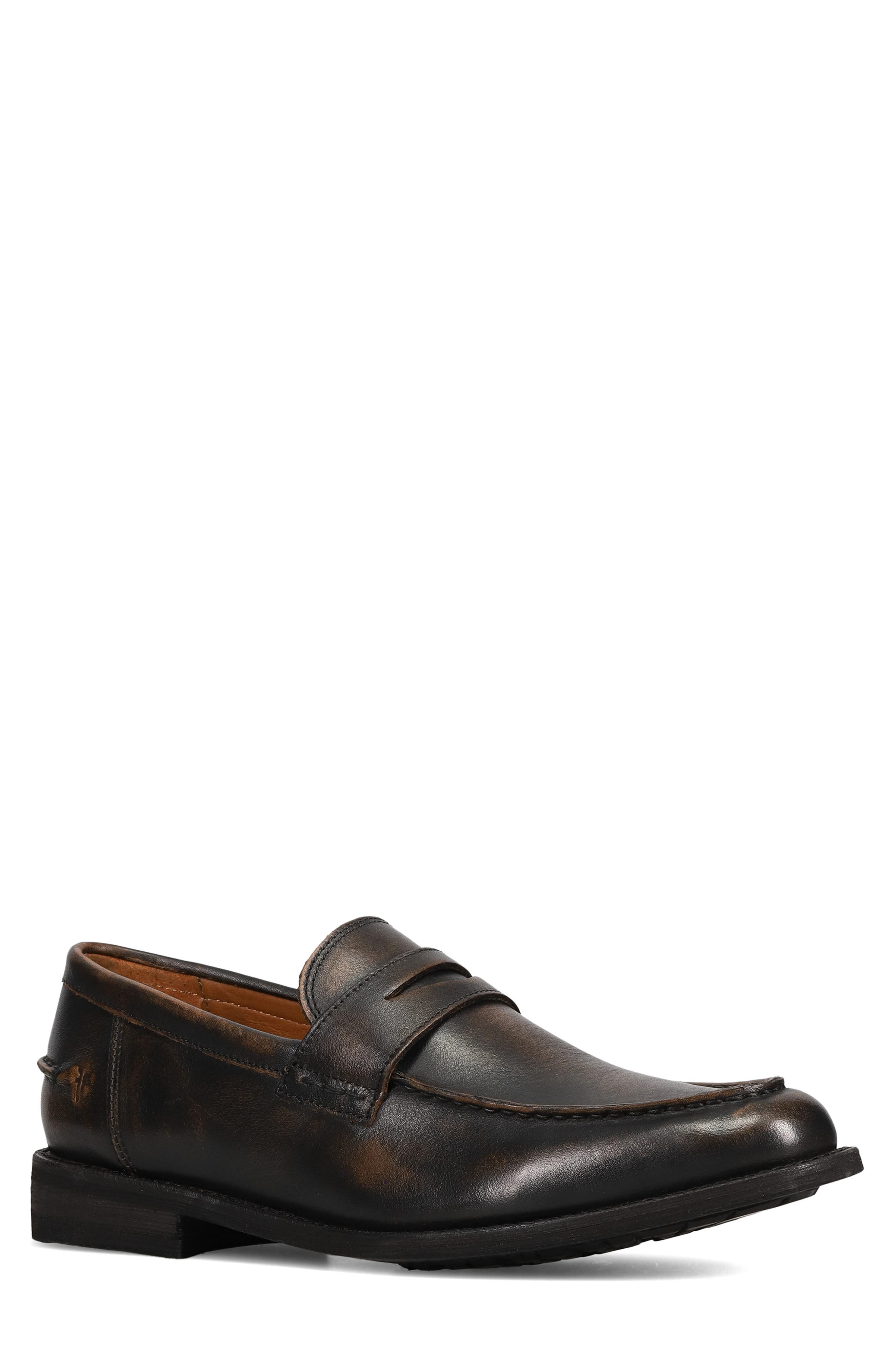 Frye Tyler Flex Leather Penny Loafer, Main, color, Brown Brush-Off