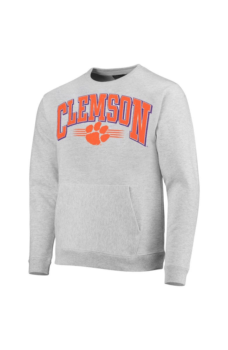 LEAGUE COLLEGIATE WEAR Men's League Collegiate Wear Heathered Gray Clemson Tigers Upperclassman Pocket Pullover Sweatshirt, Alternate, color, 