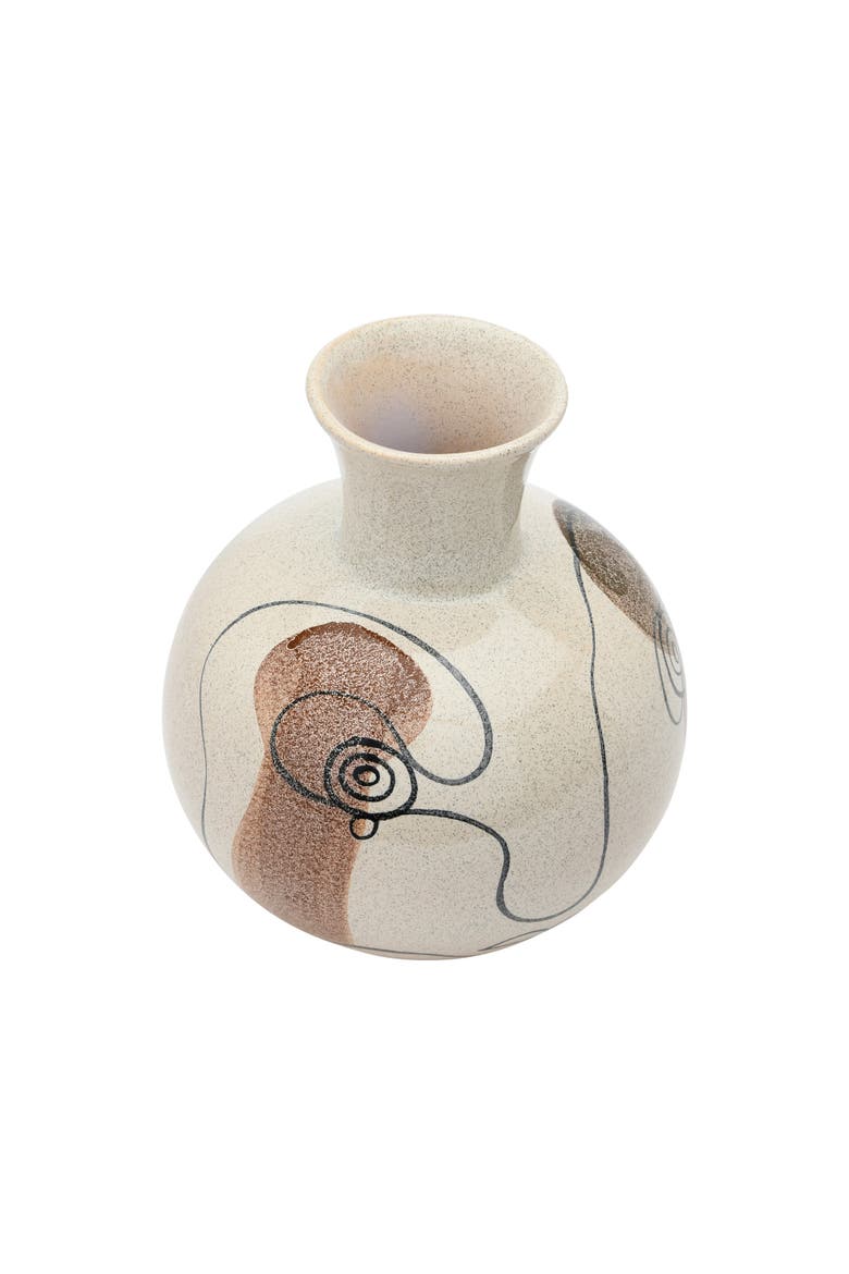 Hand-Painted with Face Stoneware Vase, Multicolor, Alternate, color, Multicolor