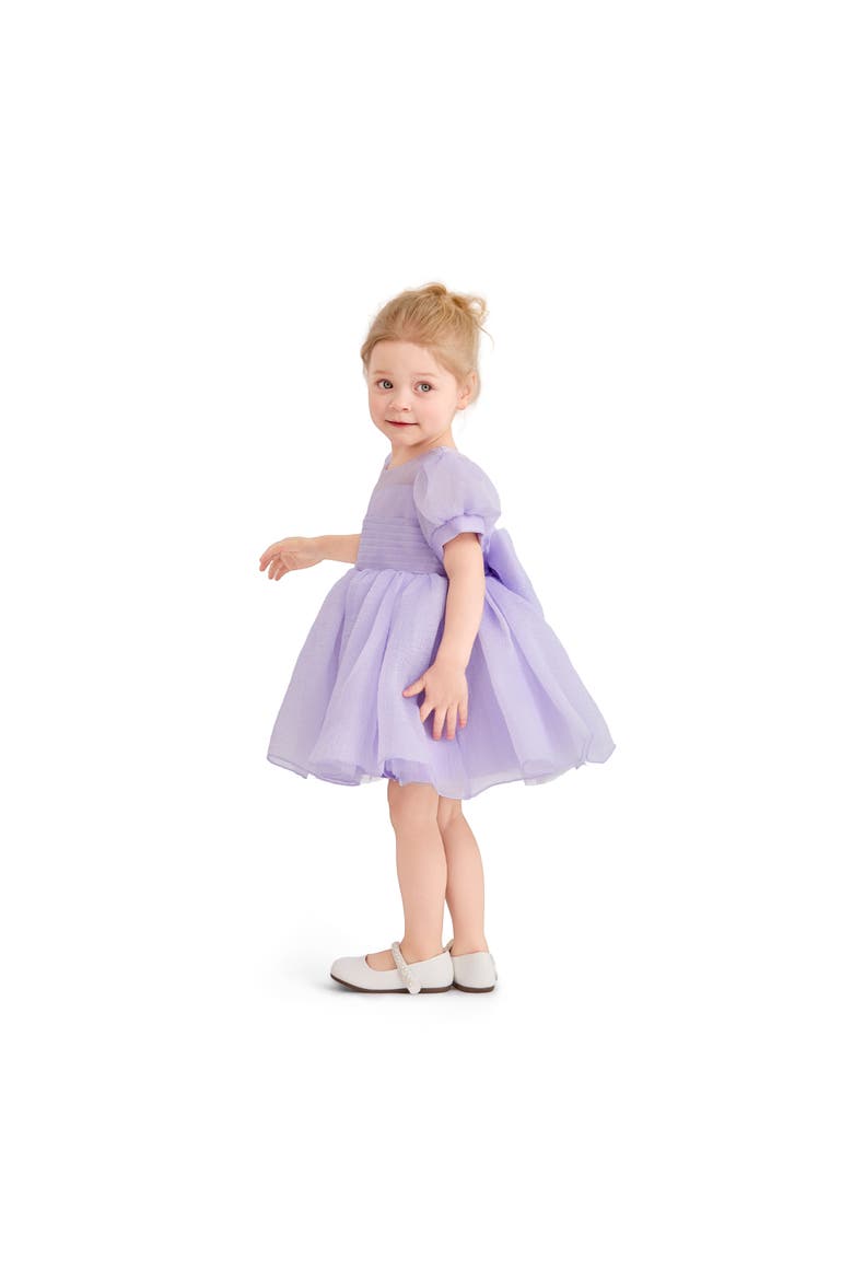 Puff-Sleeve Party Dress, Alternate, color, Purple