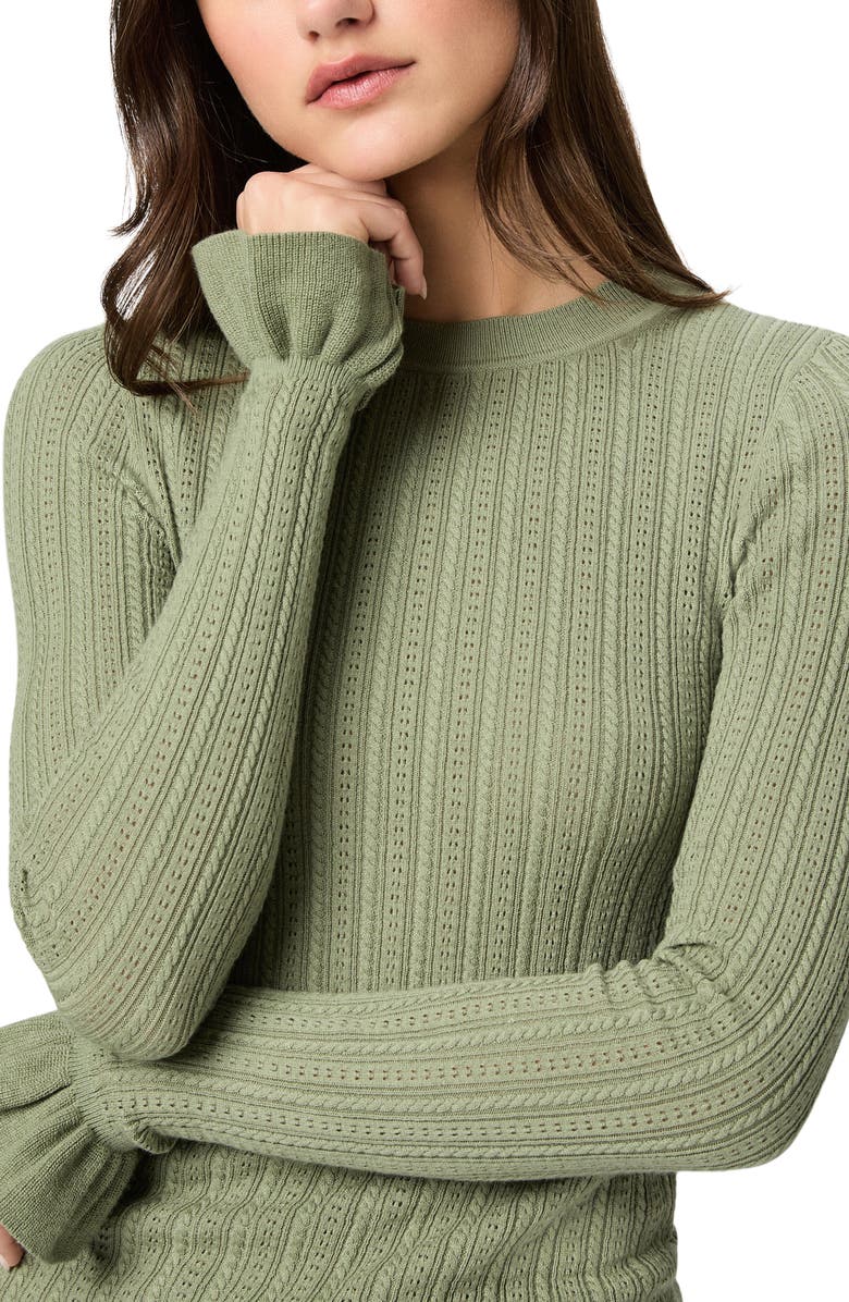 PAIGE Ophelia Pointelle Organic Cotton Blend T-Shirt, Alternate, color, Sage