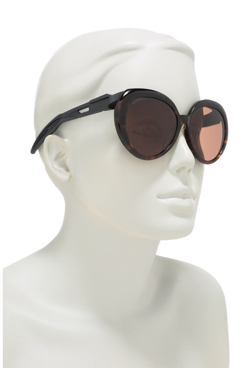56mm Round Sunglasses, Alternate, color, HAVANA BLACK BROWN
