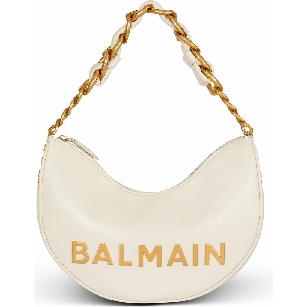 Balmain 1945 Soft Moon Crinkled Calfskin Leather Bag