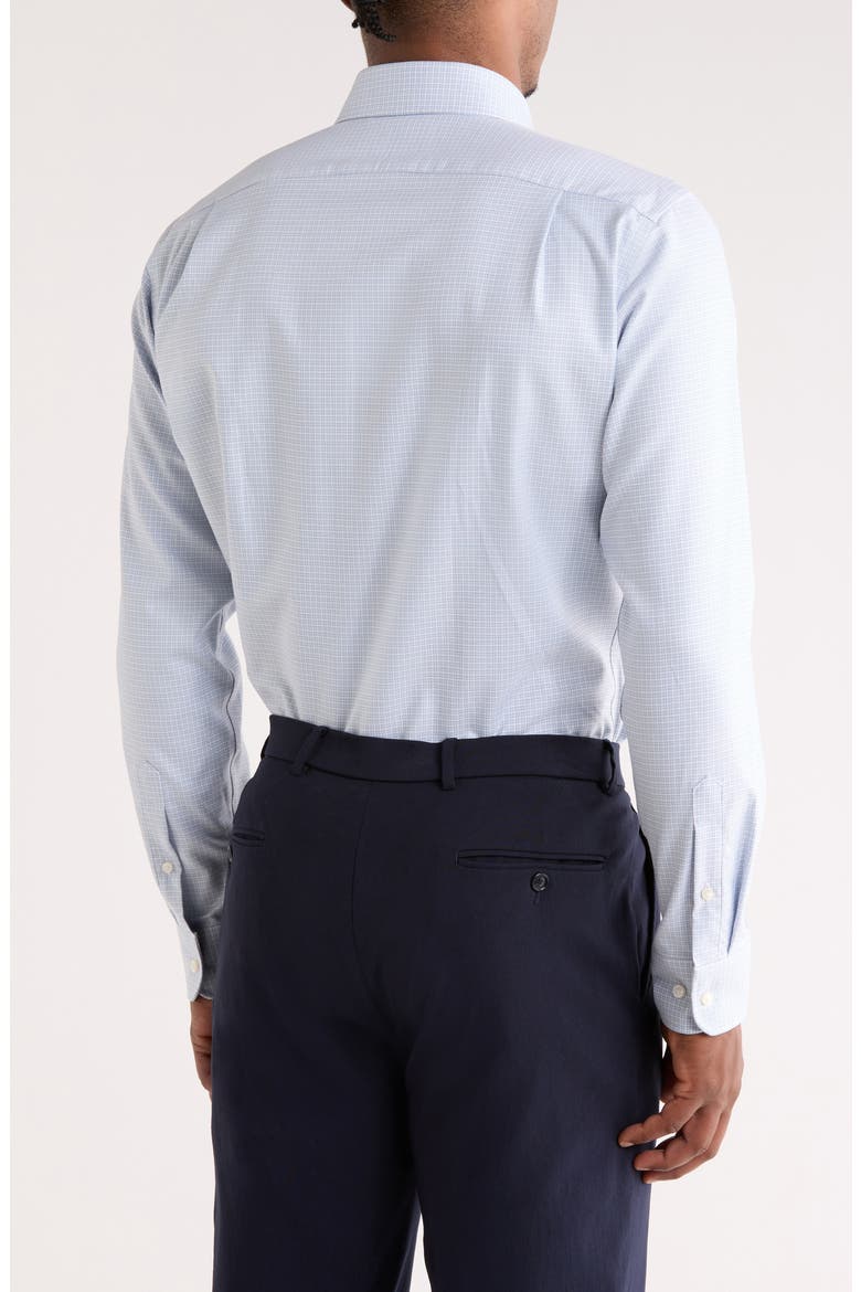 Trim Fit Check Premium Non Iron Cotton Button-Up Shirt, Alternate, color, BLUE MARZANO TEXTURE