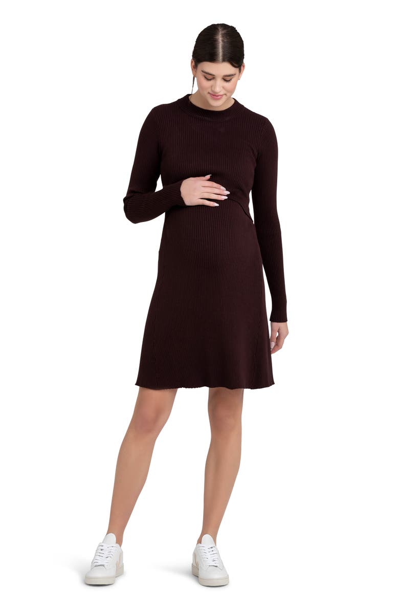 Ripe Maternity Hailey Rib Long Sleeve Maternity/Nursing Dress, Alternate, color, 