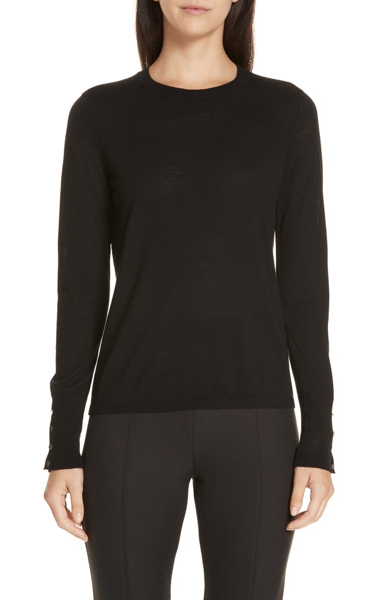 BOSS Frankie Cuff Detail Wool Sweater, Main, color,