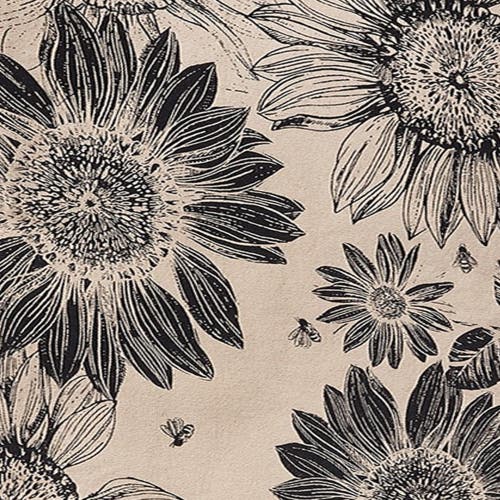 Tag Let It Bee Black Sunflower Print On Beige Background Cotton Machine Washable Table Runner Décor  In Sand
