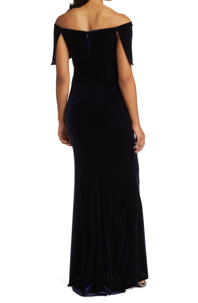 Vince Camuto Off the Shoulder Velvet Gown, Alternate, color,