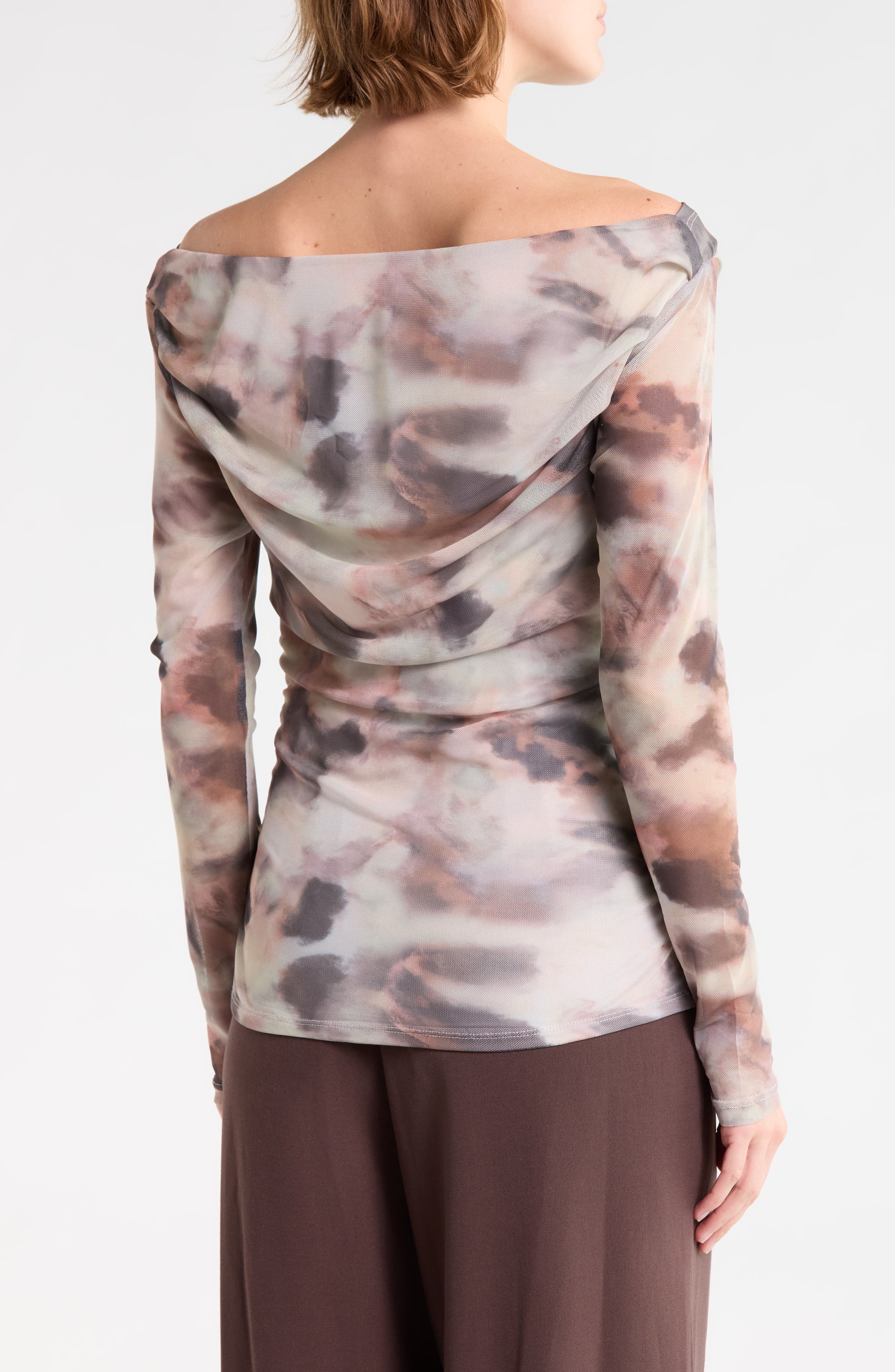 Current/Elliott Off the Shoulder Ruched Mesh Top (Women) | Nordstromrack