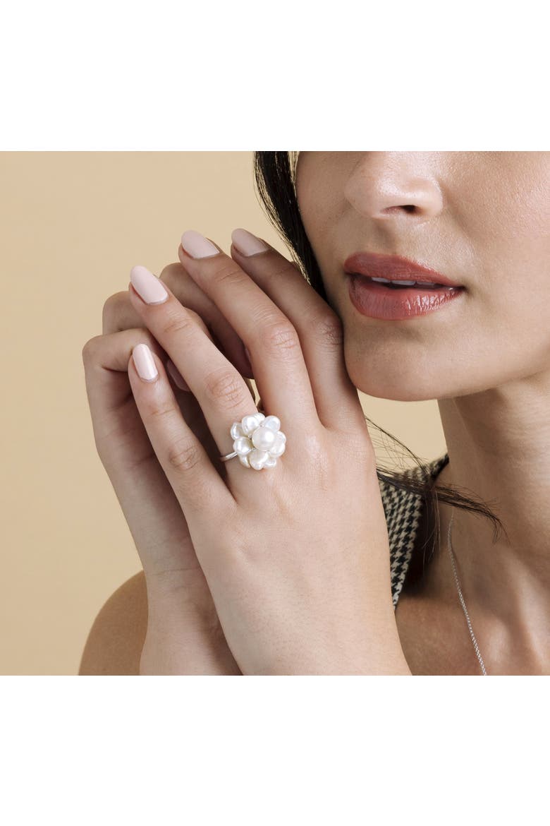 White Freshwater Cultured Keshi Pearl Ring, Alternate, color, Sterling Silver