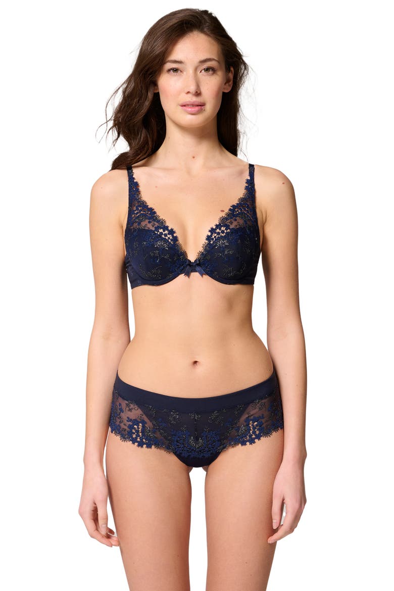 Wish Embroidered Boyshorts, Alternate, color, SAPHIRE