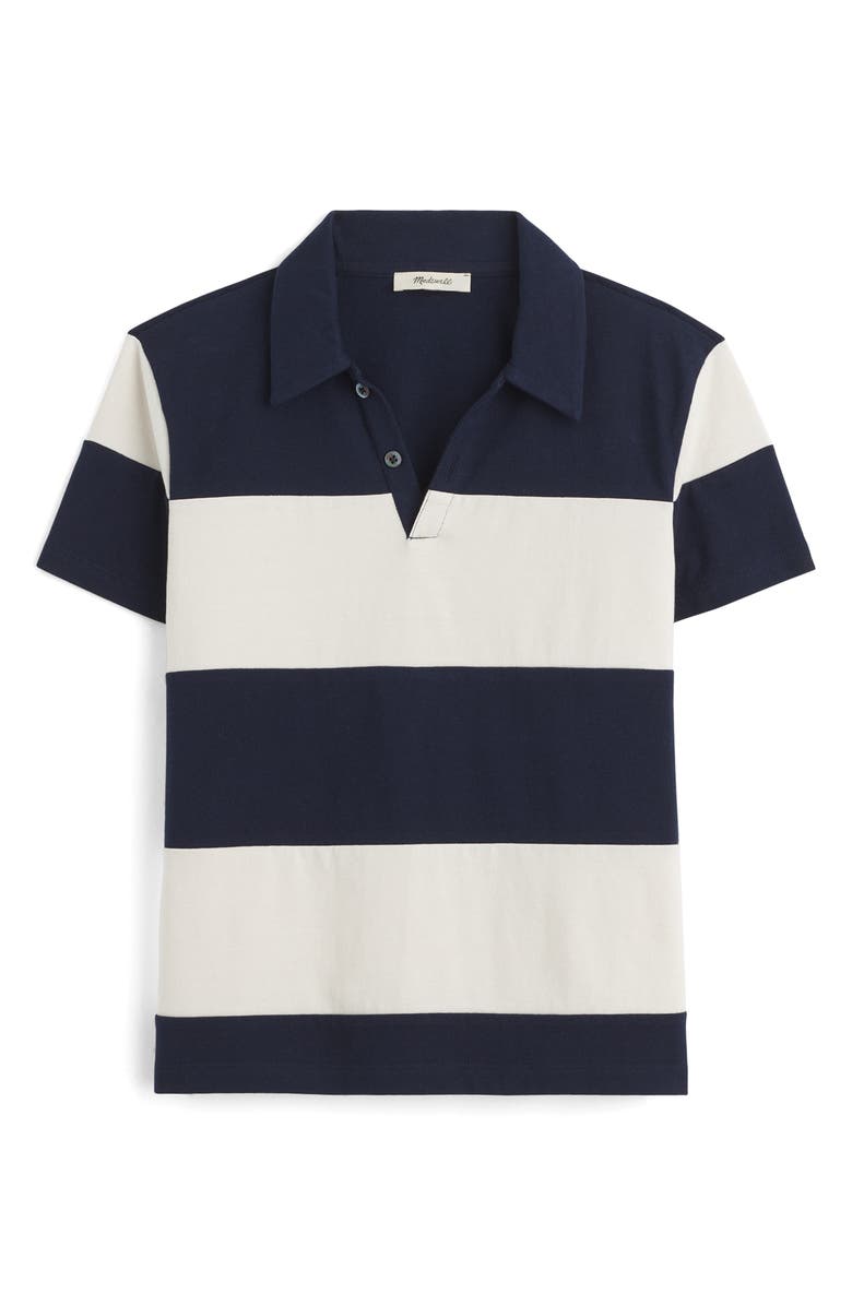 Madewell Pieced Boxy Polo, Main, color, Midnight Navy