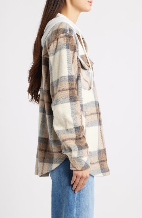 Thread & Supply Hooded Fleece Shacket In Brown