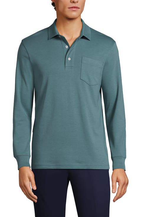 Long Sleeve Cotton Supima Polo Shirt With Pocket