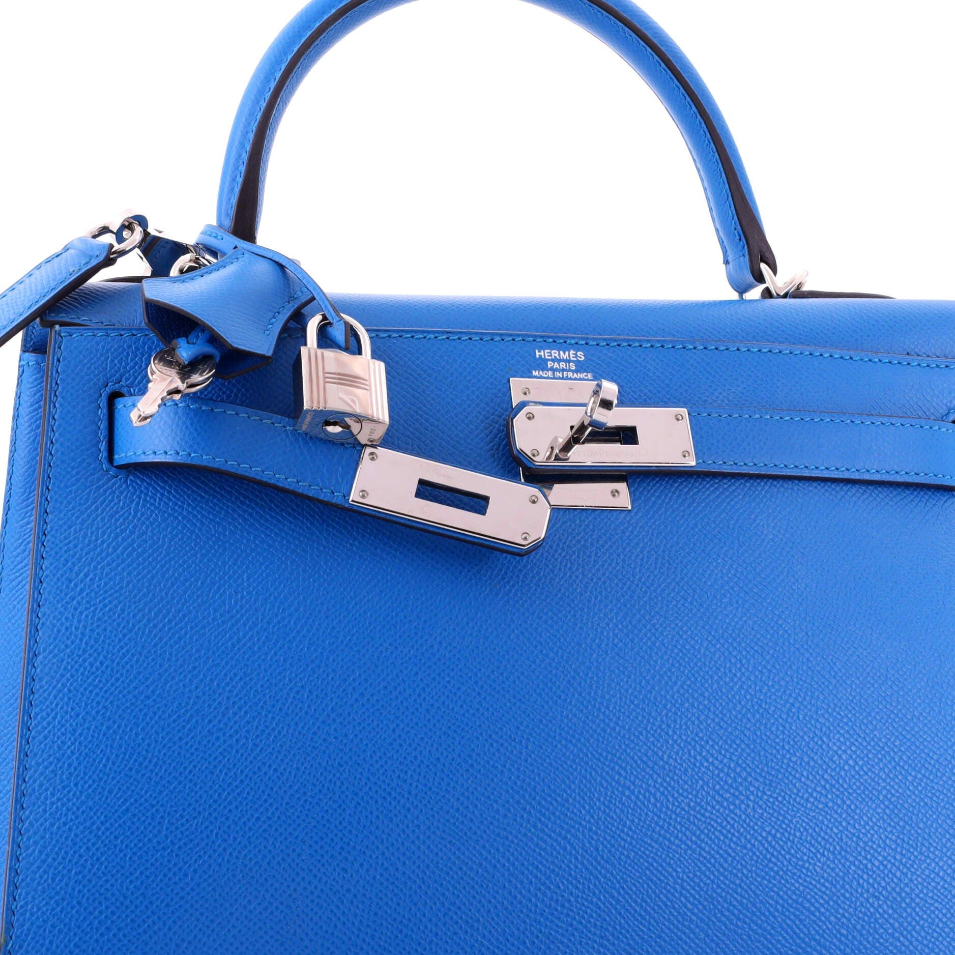 Kelly Handbag Blue Epsom with Palladium Hardware 28, Alternate, color, Blue