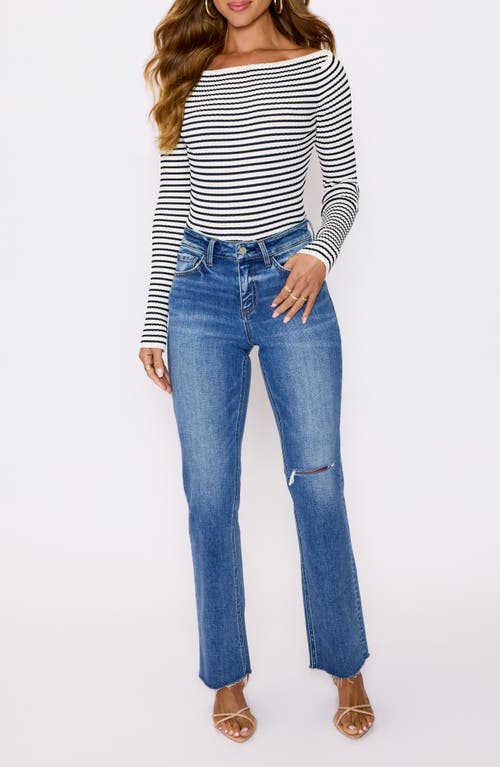 Vici Collection Merci Stripe Off The Shoulder Sweater In Gray